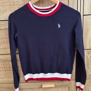 U.S. Polo Assn. Navy Sweater with Red and White Trim
